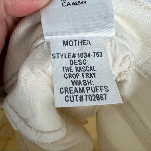 MOTHER | NEW The Rascal Crop Fray Cream Puff Beige Off White High Rise Jeans 24 - Picture 14 of 16